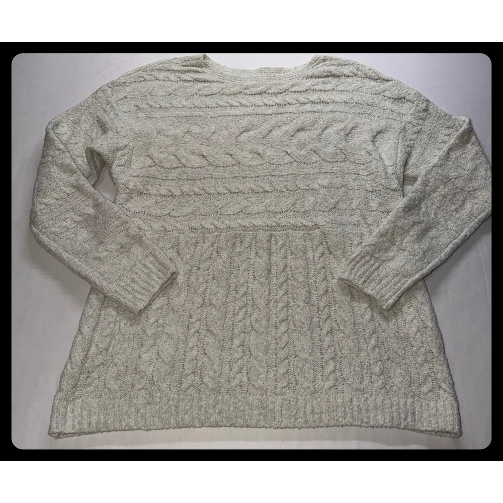 J.Jill Cable Knit Sweater Women Small Ivory Long Sleeve Pullover Cozy